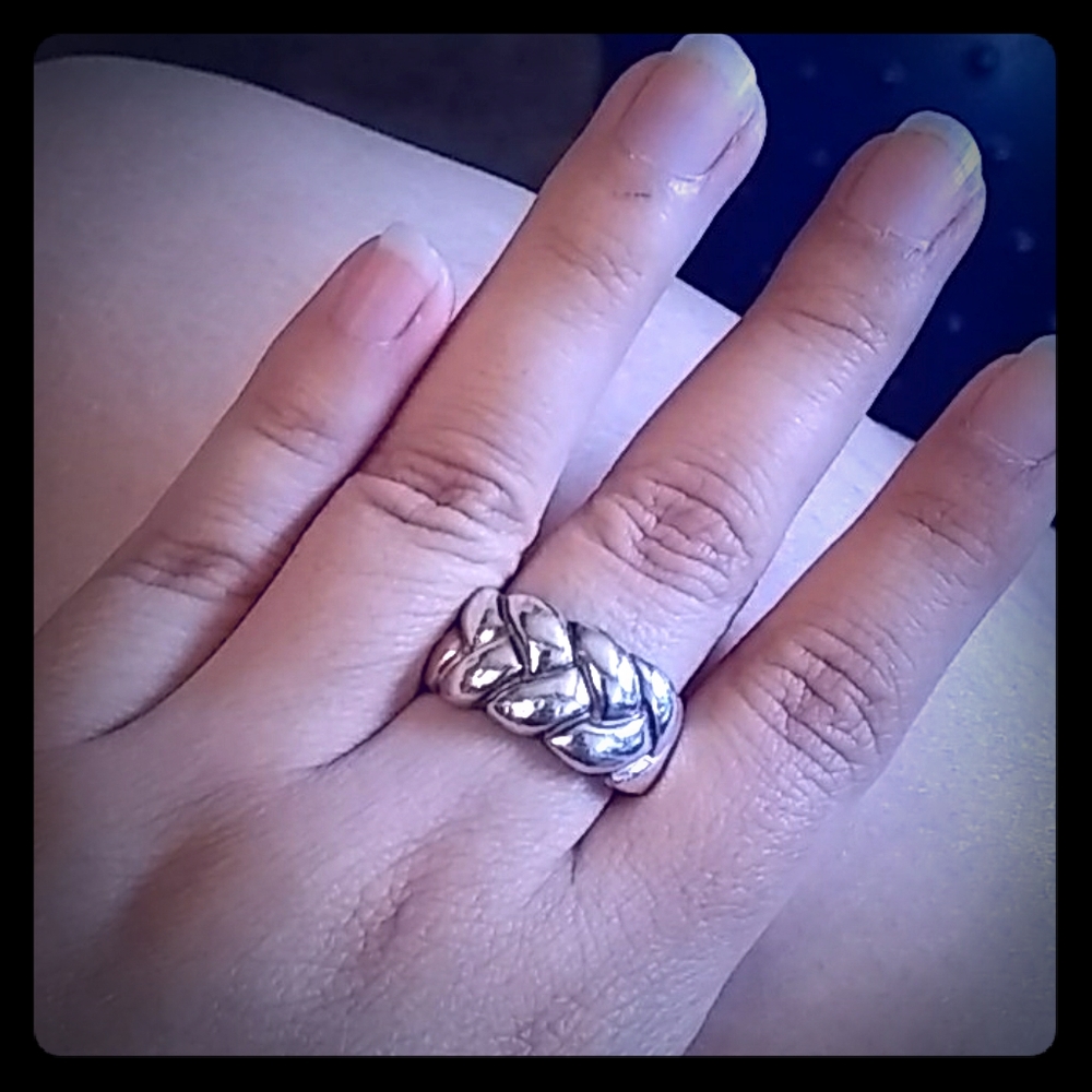 Solid Silver 925 Ring Weaved/Braided Pattern. - image 1